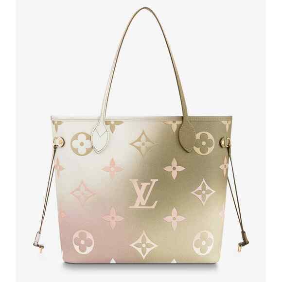 Louis Vuitton Neverfull MM Sunset Kaki Green Beige Tote Top Handle Shoulder Bag - Picture 5 of 12